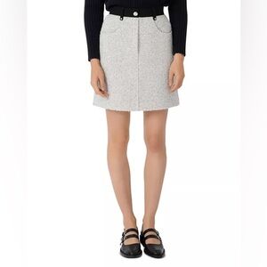 Sandro Tweed Mini Skirt with Contrasting Details